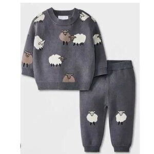 Grayson Mini Baby Sheep Sweater Set in dark grey 18M NWT